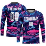 Wholesale men’s 100% polyester football kits – custom name and long-sleeve sublimation design, French style