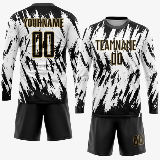 Jersey Black-Old Uniform Gold Custom Sublimation White Soccer