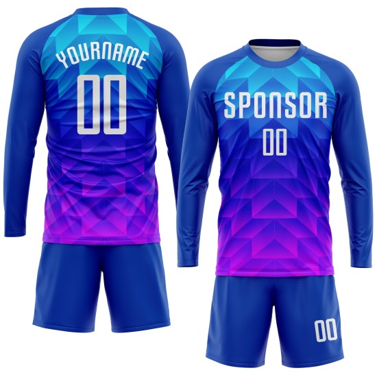 White Custom Light Uniform Pink Royal Blue-Hot Sublimation Soccer Jersey
