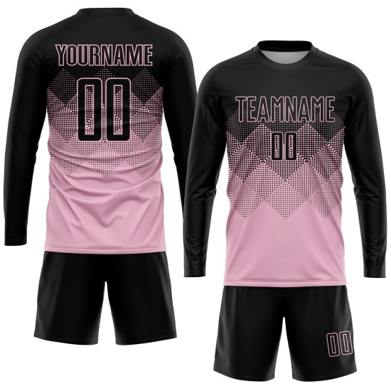 Custom Uniform Light Pink Jersey Sublimation Soccer Black