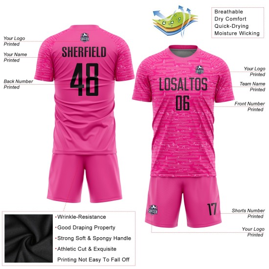 Uniform Black Custom Pink Jersey Soccer Sublimation