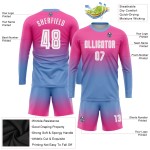 White-Light Fade Sleeve Jersey Pink Custom Soccer Blue Fashion Long Uniform Sublimation