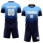 Custom Uniform Sublimation Soccer Blue Jersey White-Navy Light Fashion Fade