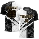 Pattern Scratch Black-Old Gold Uniform Custom Jersey Soccer Sublimation Graffiti