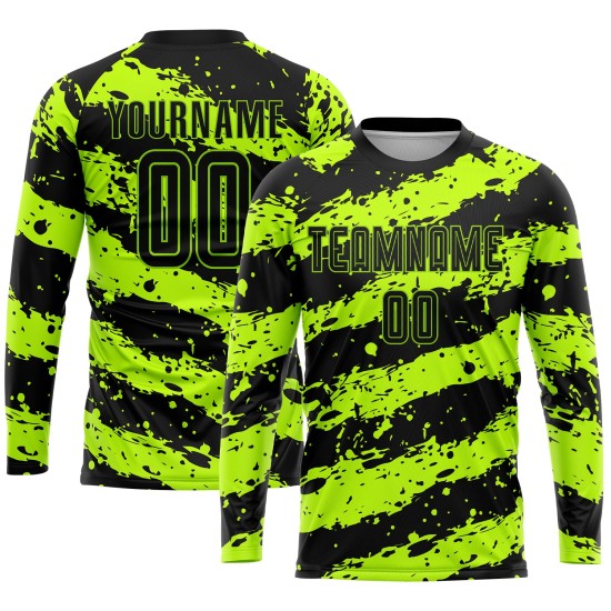 Green Neon Uniform Sublimation Jersey Custom Soccer Black
