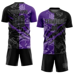 Pattern Uniform Custom Purple-Gray Sublimation Graffiti Jersey Black Scratch Soccer