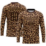 Brown Leopard Soccer Brown-Old Uniform Jersey Gold Custom Sublimation