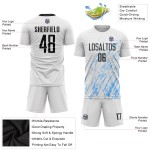 Custom White Blue Jersey Black-Light Sublimation Uniform Soccer