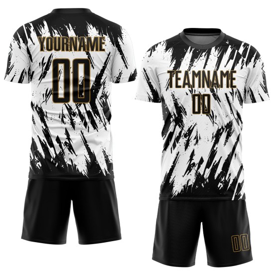 Jersey Black-Old Uniform Gold Custom Sublimation White Soccer